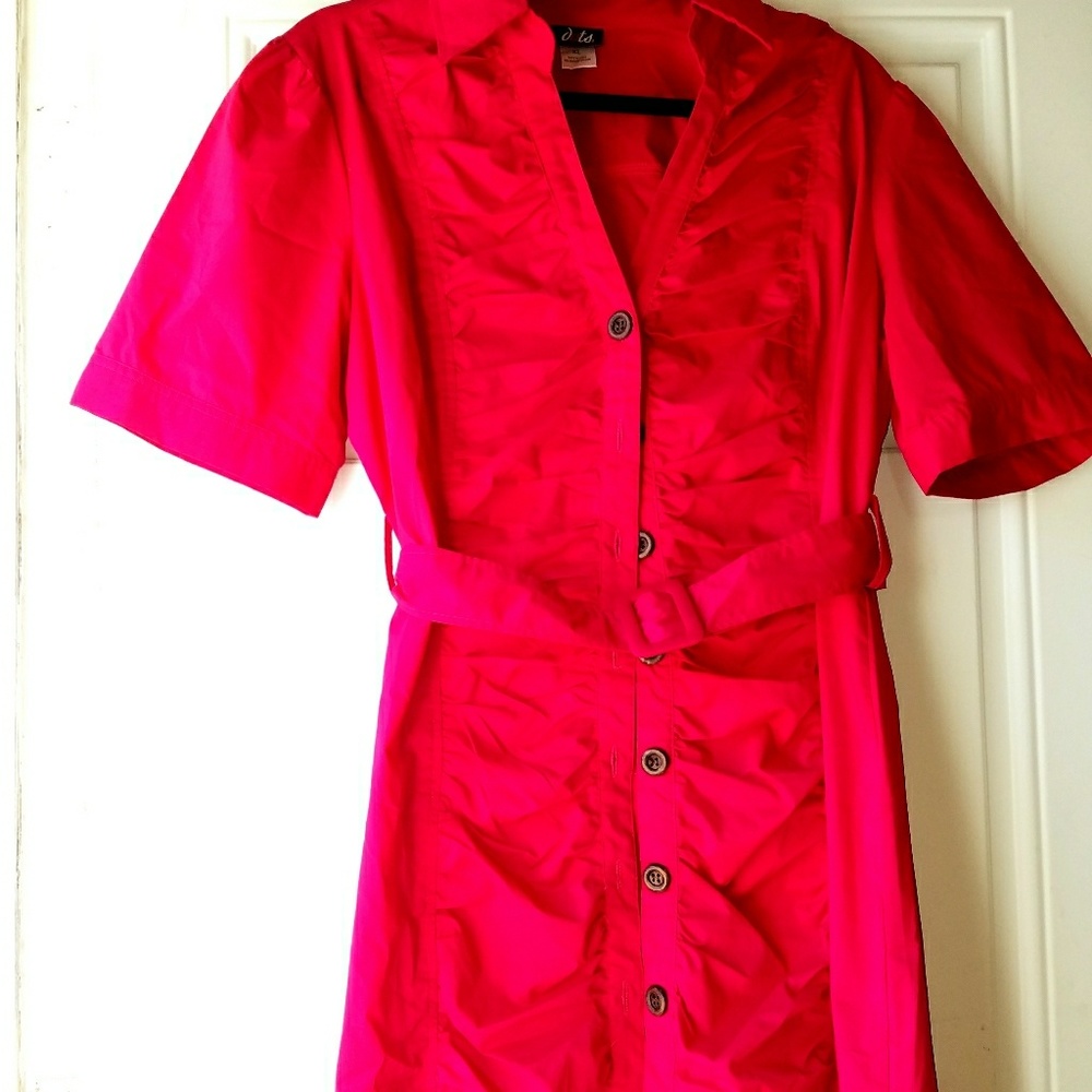 Women's Fuchsia Shirt Dress with belt